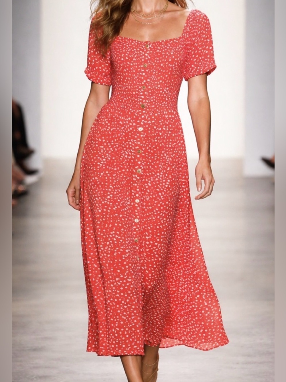 ❤️ Roxy Red and White Polka Dot Maxi Dress